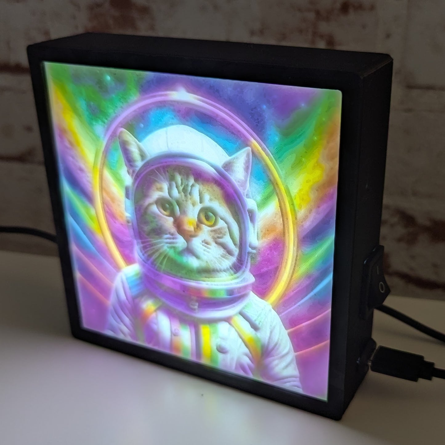 Katze im Weltall Lithophane Seitenansicht