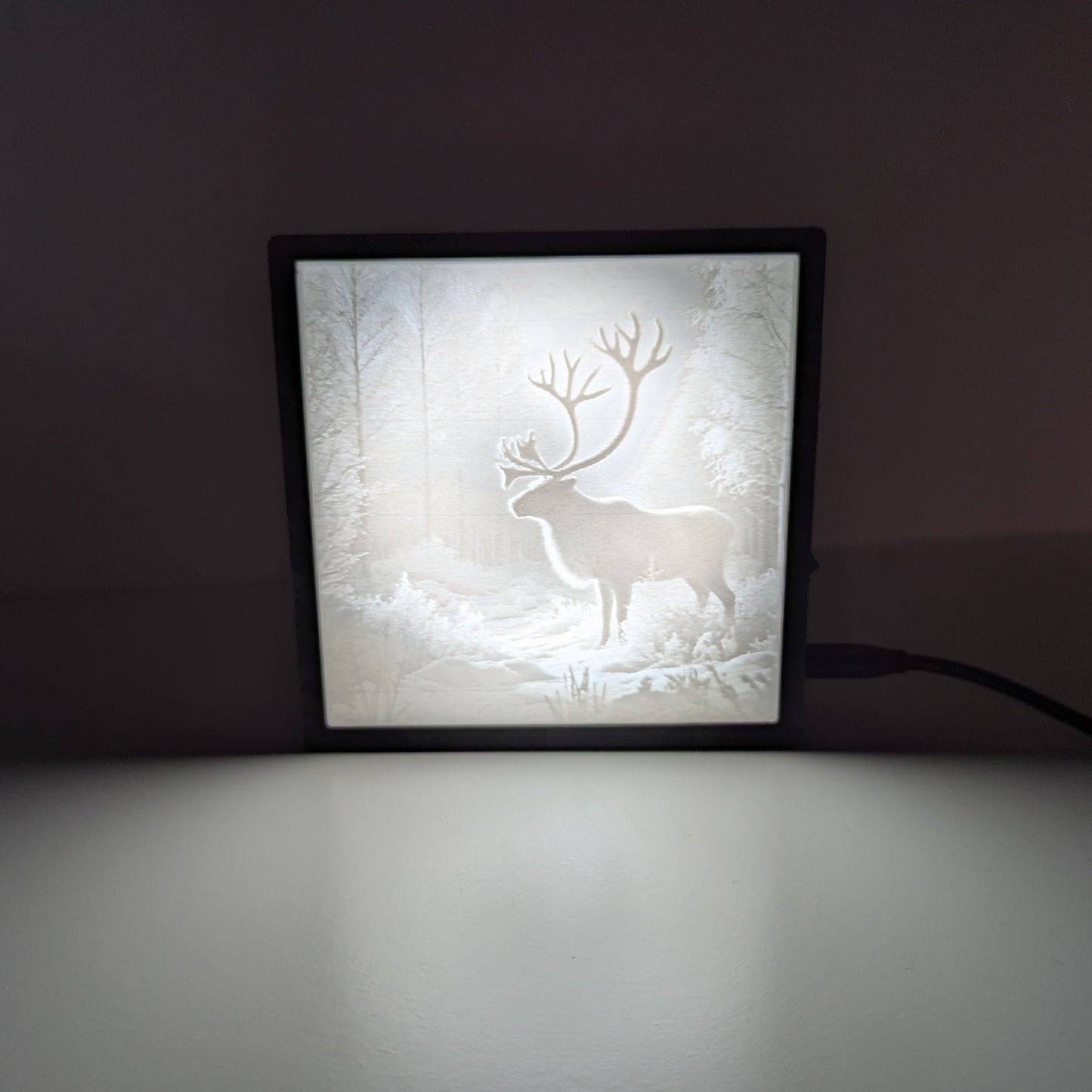 Monochromes Lithophane Elch Licht aus